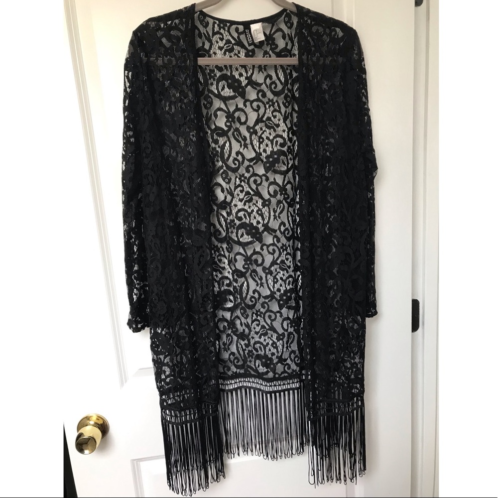 Black lace, fringe jacket
